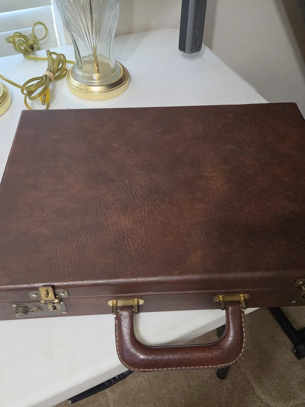 Leather Briefcase - Brown/Tan Vintage Style